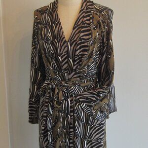 Banana Republic Isa London Zebra Print Tie-Wrap Dress size 6~Animal Print Dress